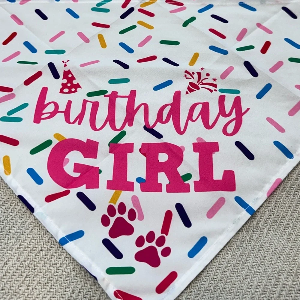 NEW Birthday Girl Dog Bandana Sprinkles Colorful Pet Puppy - Picture 2 of 4